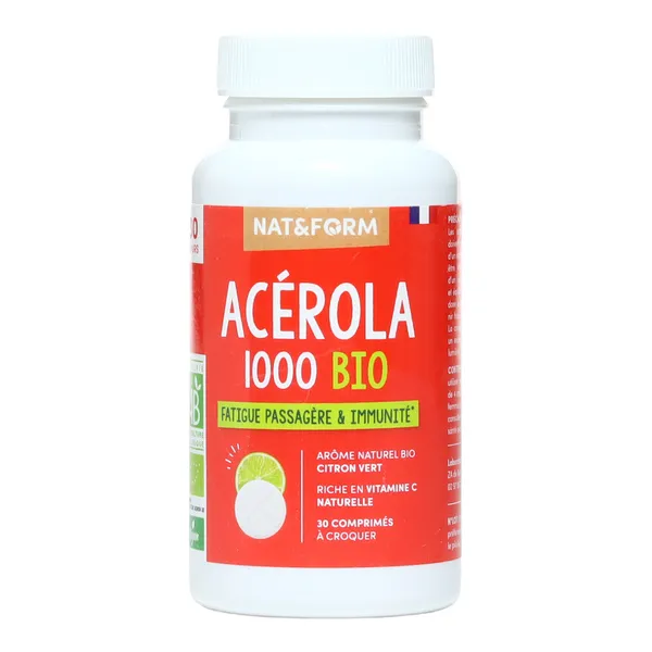 Nat et Form Acérola 1000 Bio comprimés à croquer