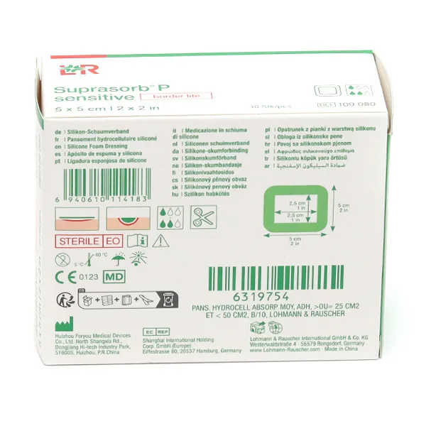 Lohmann Suprasorb P Sensitive Border lite pansement adhésif siliconé