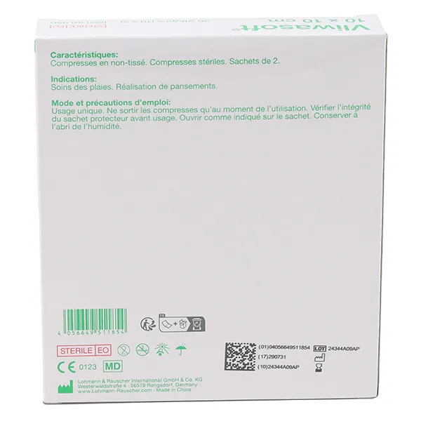 Compresse en non tissé 10 x 10 cm Lohmann Vliwasoft