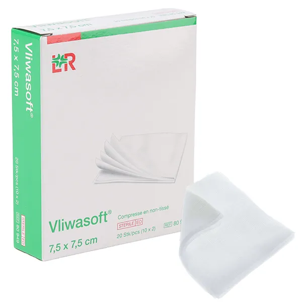 Compresses non tissées stériles 7,5 x 7,5 cm Lohmann Vliwasoft