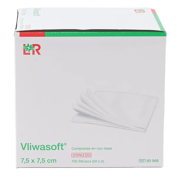Compresses non tissées stériles 7,5 x 7,5 cm Lohmann Vliwasoft