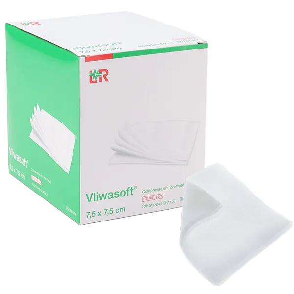 Compresses non tissées stériles 7,5 x 7,5 cm Lohmann Vliwasoft