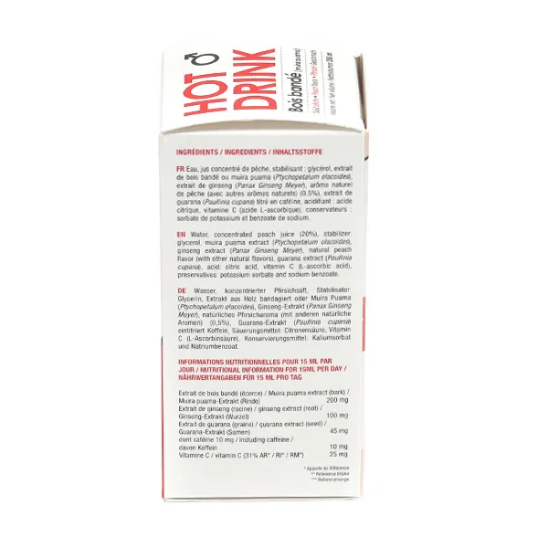 Hot drink Bois bandé Homme solution buvable