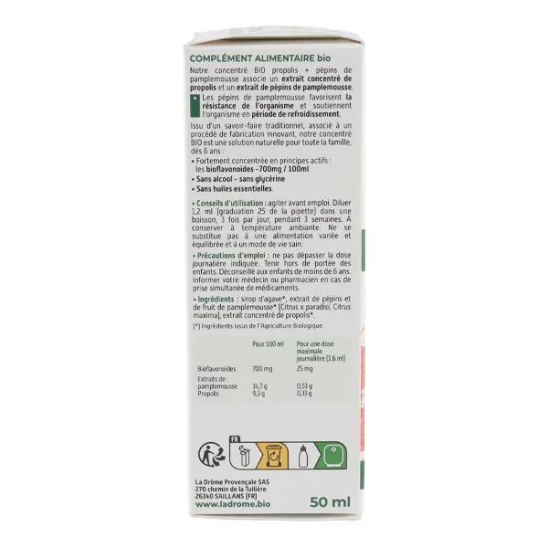 Ladrôme Propolis et Pépins de Pamplemousse concentré Bio