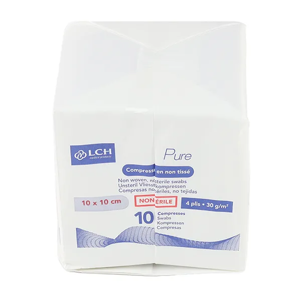 Compresses non tissées non stériles 10 x 10 cm LCH Pure