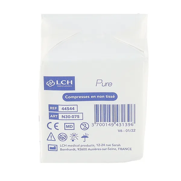 Compresses non tissées non stériles 7,5 x 7,5 cm LCH Pure