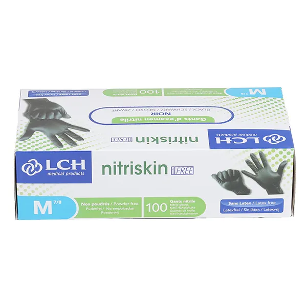 Gants nitrile noirs non poudrés non stériles