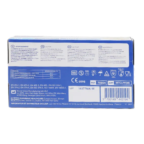Gant latex  non poudré boite de 100