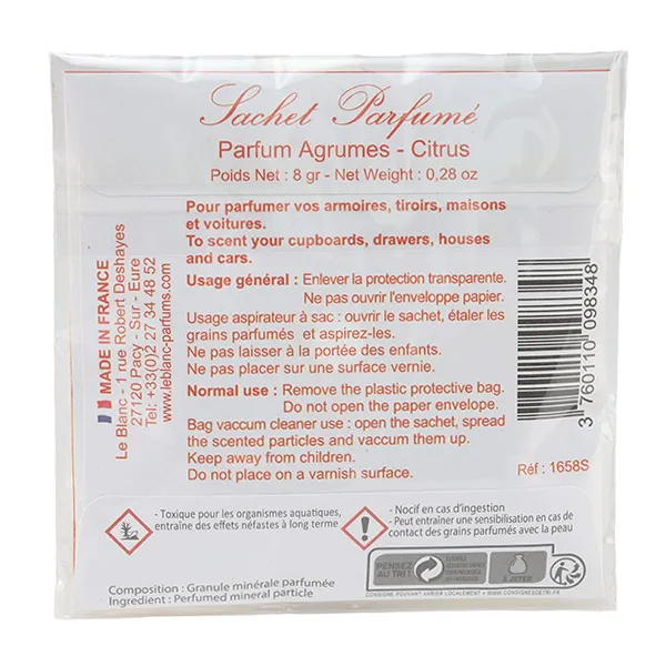 Sachet parfumé Le Blanc Parfum de Grasse désodorisant