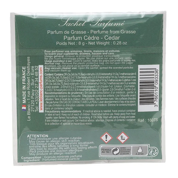 Sachet parfumé Le Blanc Parfum de Grasse désodorisant