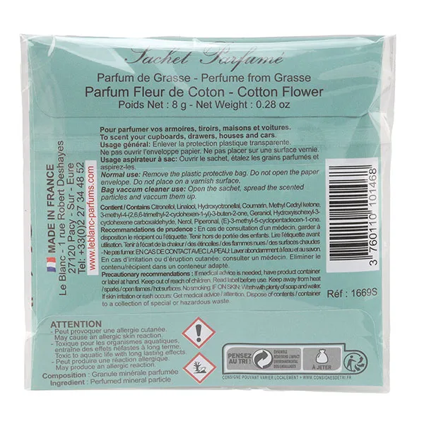 Sachet parfumé Le Blanc Parfum de Grasse désodorisant