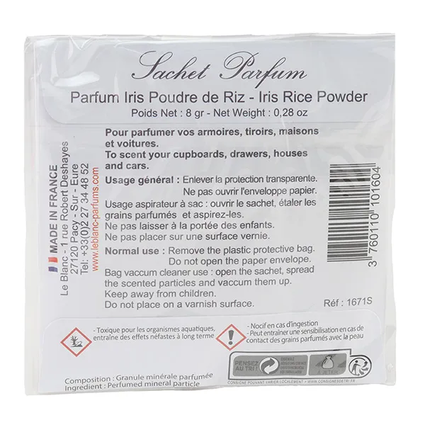 Sachet parfumé Le Blanc Parfum de Grasse désodorisant
