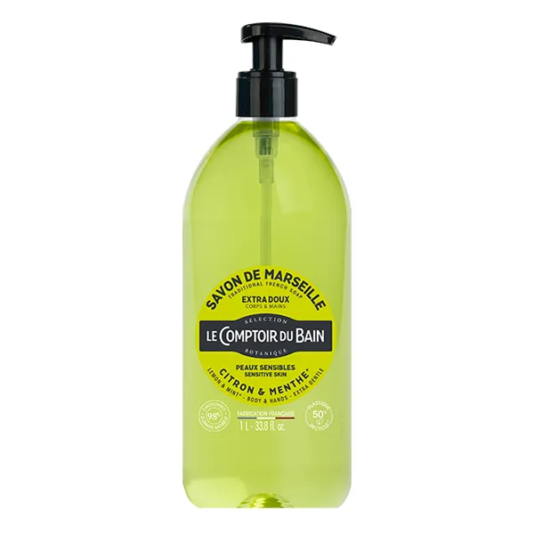 Le Comptoir du Bain savon liquide de Marseille Citron Menthe