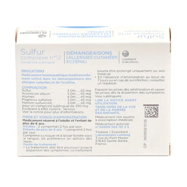 Lehning Sulfur Complexe n°12 comprimés