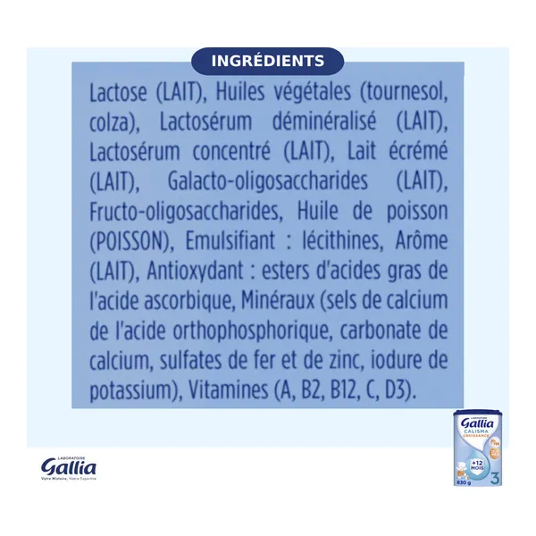 Gallia Calisma Croissance lait 3ème âge