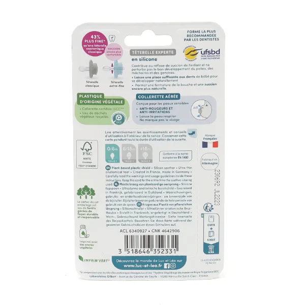 Luc et Léa Nature Sucette silicone anatomique 0-6 mois
