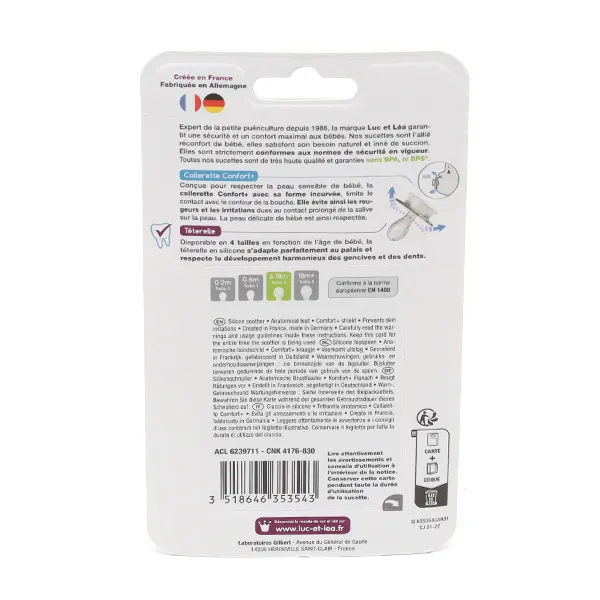 Luc et Léa sucette silicone anatomique 6-18 mois Lot de 2