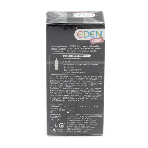 Eden Gen Absolu ultra finesse préservatifs