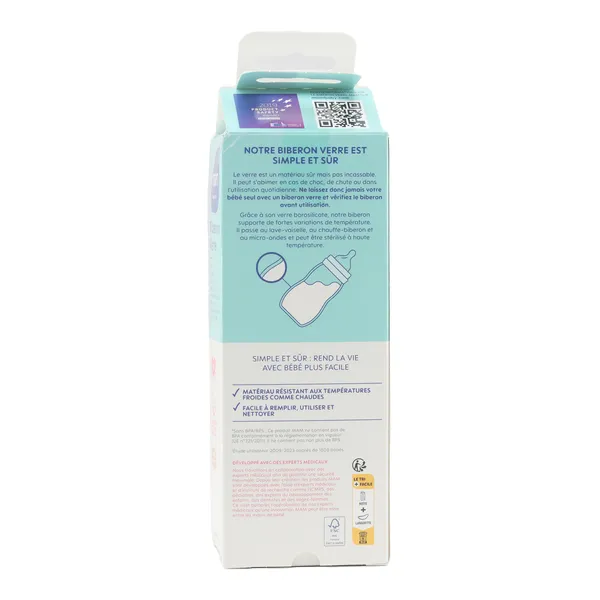 MAM Biberon Verre débit moyen 260 ml