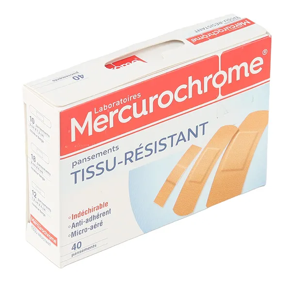 Mercurochrome Tissu résistant Pansements assortis