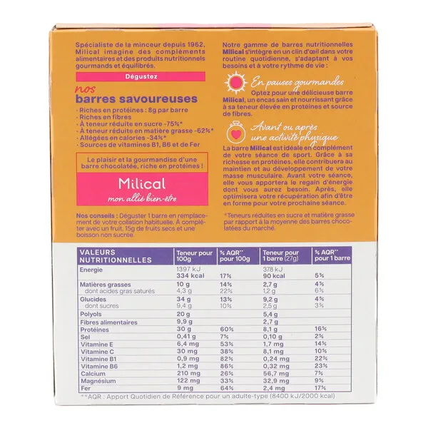 Milical Hyperprotéiné chocolat orange barres