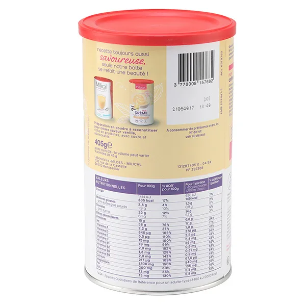 Milical crème nutritionnelle saveur vanille