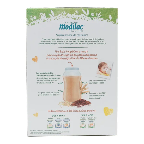 Modilac céréales bio cacao
