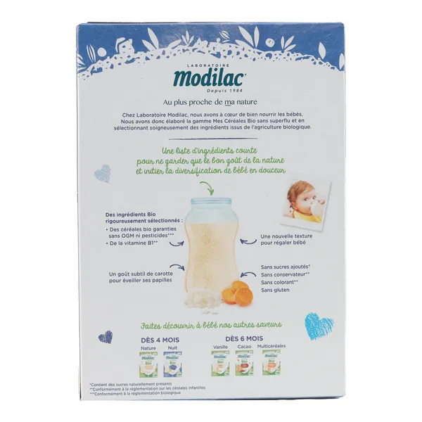 Modilac céréales du soir Bio Carottes