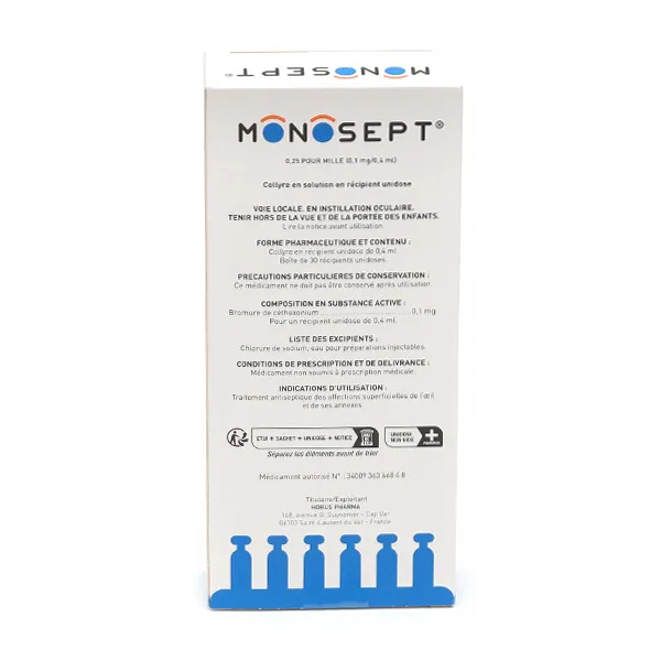 Monosept 0,25 pour mille collyre unidoses