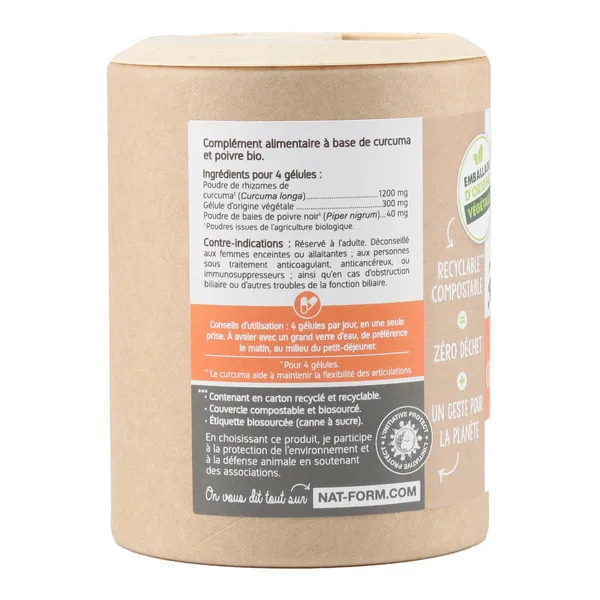 Nat et Form Ecoresponsable Curcuma Pipérine bio gélules