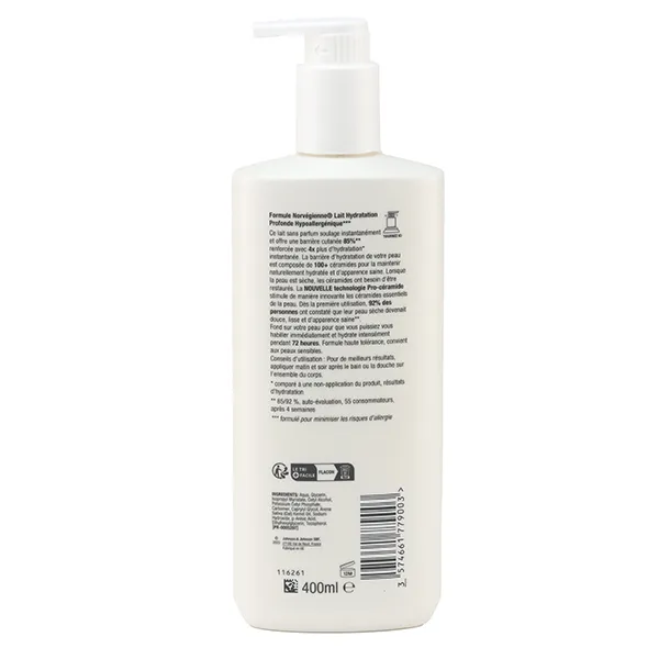 Neutrogena Lait pour le corps Hydratation profonde Hypoallergénique