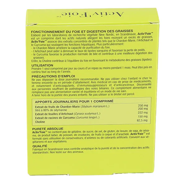 Activ Foie digestion des graisses comprimés