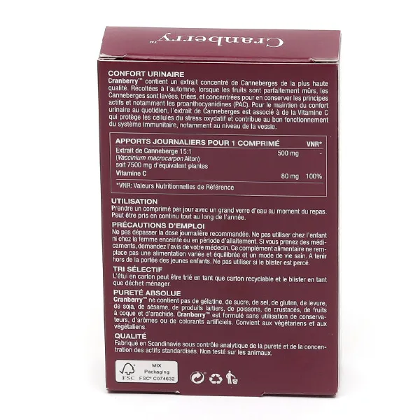 Cranberry comprimés