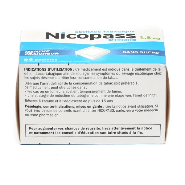 Nicopass 1,5 mg menthe fraicheur pastilles
