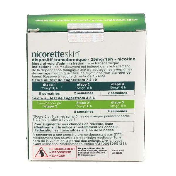 NicoretteSkin patch nicotine 25 mg/16 h