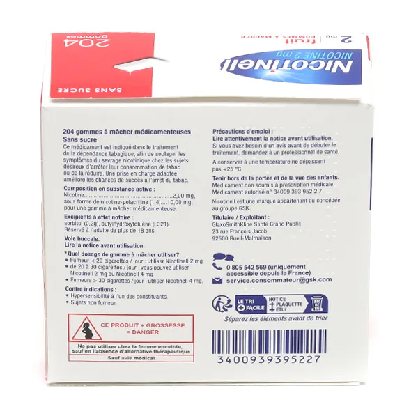 Nicotinell 2 mg fruits rouges gomme