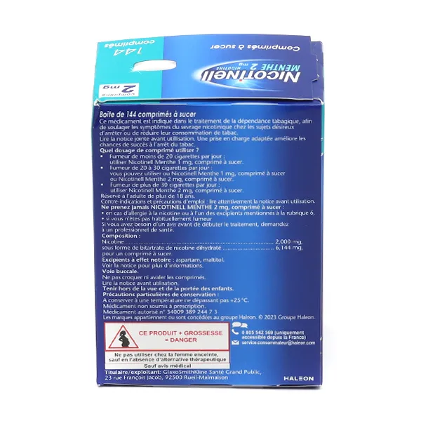 Nicotinell 2 mg menthe comprimé