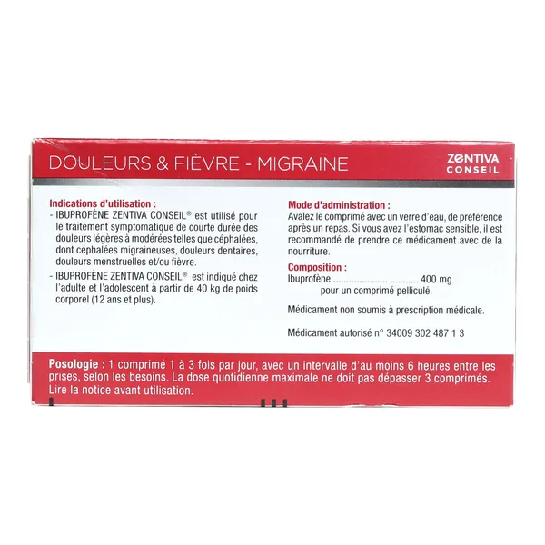 Ibuprofène 400 mg comprimés Zentiva