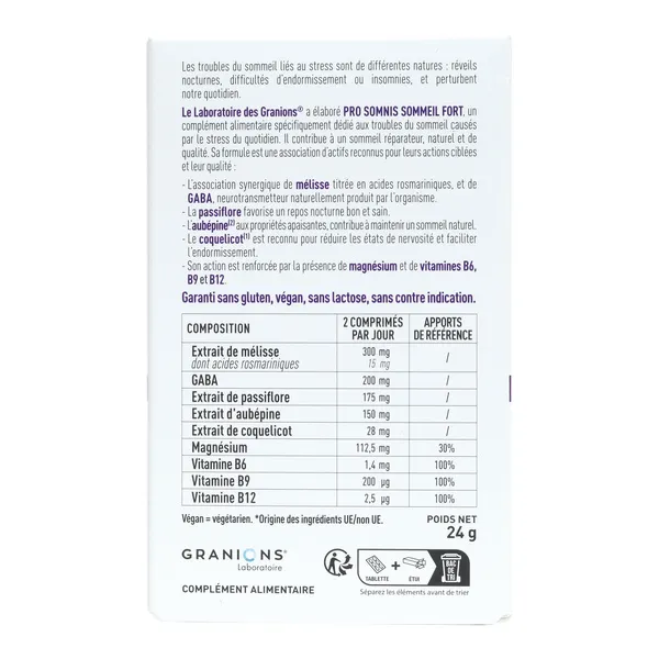 Granions Pro Somnis Sommeil fort comprimés