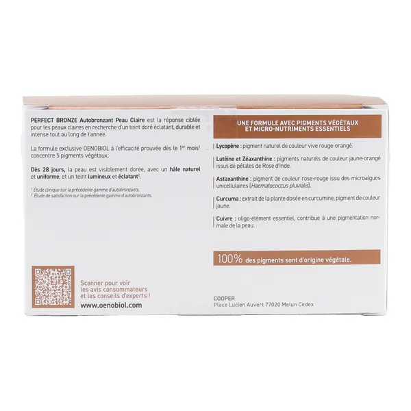 Oenobiol Perfect Bronze Autobronzant peau claire capsules