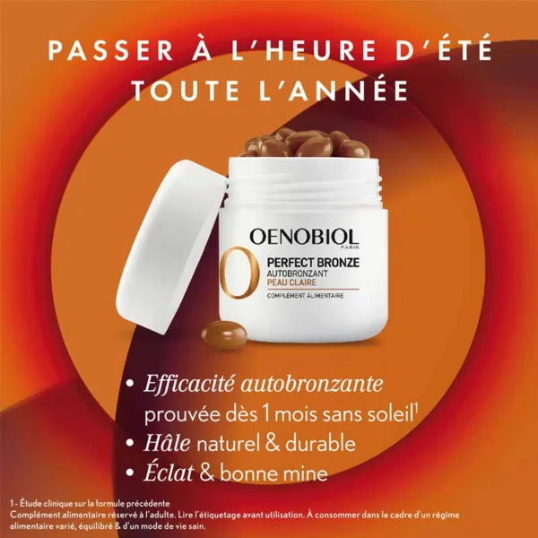 Oenobiol Perfect Bronze Autobronzant peau claire capsules