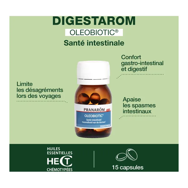 Pranarom Digestarom Oleobiotic Santé intestinale capsules