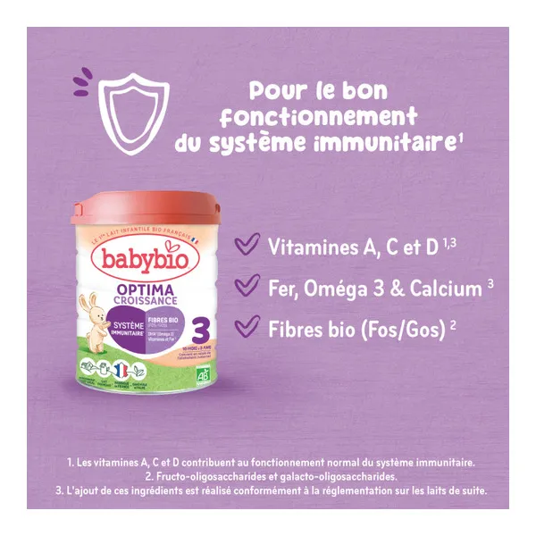 Babybio Optima Croissance lait 3ème âge bio