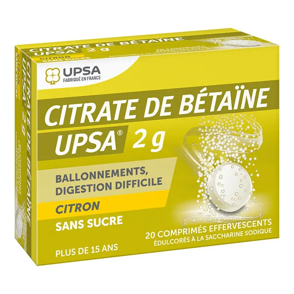 Citrate de Betaine UPSA 2 g Citron comprimé effervescent