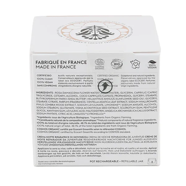 Patyka crème nuit réparatrice jeunesse bio
