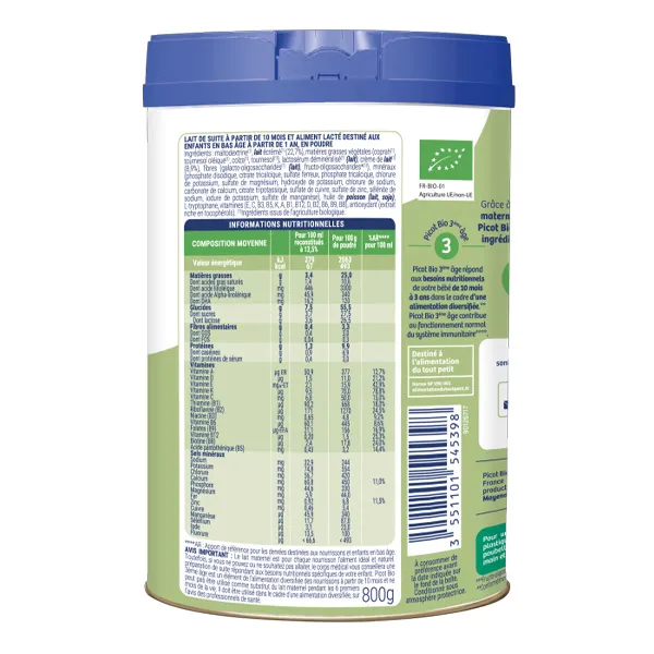 Picot lait 3ème âge bio