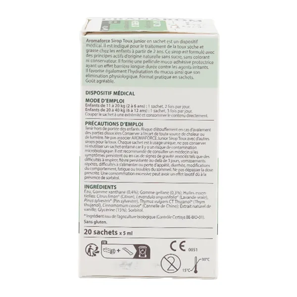 Pranarom Aromaforce Sirop pour la toux Junior Bio sticks