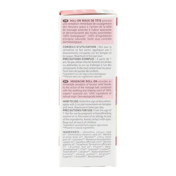 Pranarom Aromalgic Roll-on Maux de tête bio