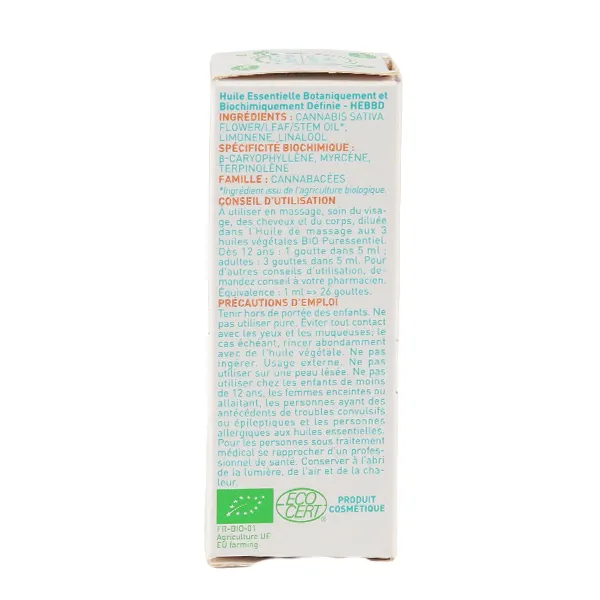 Puressentiel Huile essentielle Chanvre cultivé bio
