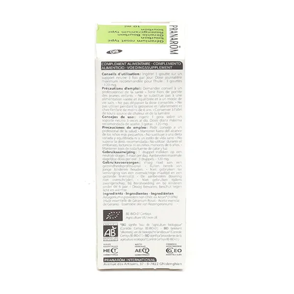 Pranarom huile essentielle Géranium rosat bourbon Bio